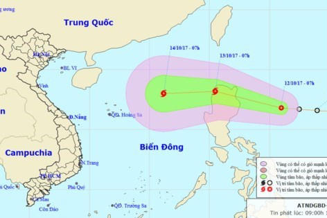 Dự báo về đường di chuyển và khu vực ảnh hưởng của bão.