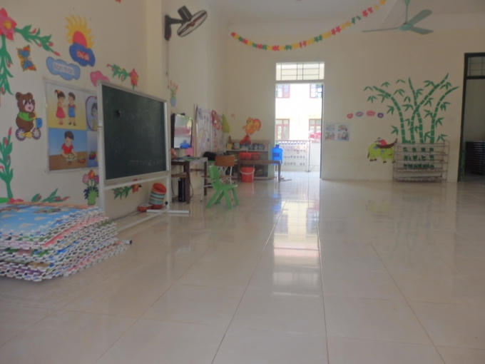 Nhiều lớp học trường mầm non xã Thành Hưng vắng bóng học sinh đến lớp.