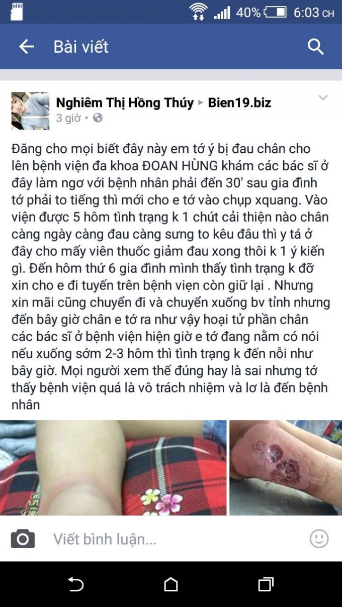 Câu chuyện về sự tắc trách của y bác sĩ được đăng tải trên mạng xã hội thu hút chú ý. (nguồn: Fb)