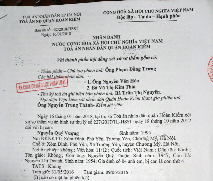 Bản án sơ thẩm.