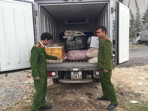 Sau nhiều ngày trinh sát, lực lượng Cảnh sát môi trường, CAQ Hà Đông phối hợp với lực lượng chức năng kiểm tra bắt giữ hoạt động mua bán nội tạng động vật của các đối tượng.