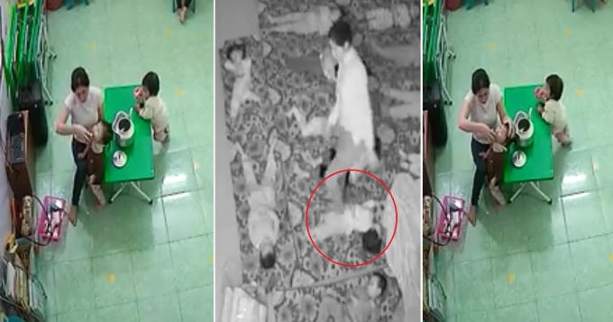 Bắt trẻ ngửa cổ, li&ecirc;n tục đổ thức ăn v&agrave;o miệng. D&ugrave;ng ch&acirc;n hất trẻ khi chưa nằm đ&uacute;ng vị tr&iacute;.