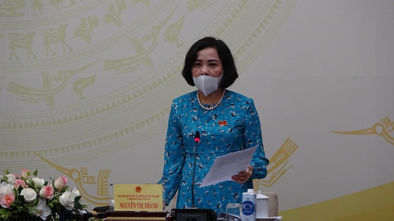 Trưởng Ban Công tác đại biểu Nguyễn Thị Thanh trả lời tại buổi họp báo chiều 21/5.