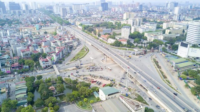 Ngã tư Cầu Giấy - Voi Phục khi hoàn thành dự án sẽ trở thành nút giao 3 tầng.