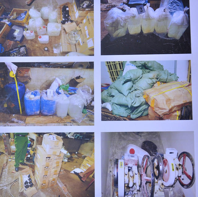 Tang vật sử dụng cho việc sản xuất ma tuý.