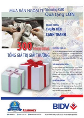 BIDV triển khai chương trình khuyến mãi lớn Mua bán ngoại tệ.