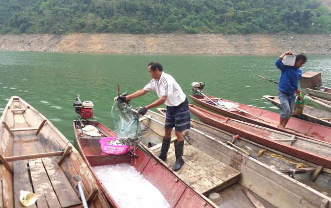 Người dân mưu sinh trên lòng hồ thủy điện.