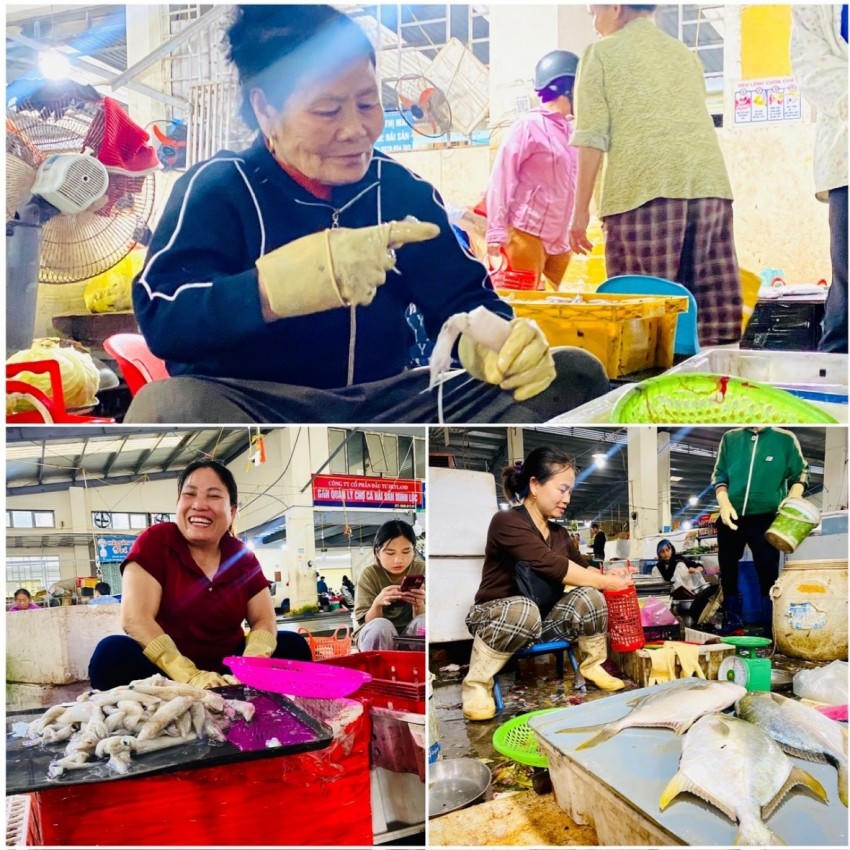 Những hình ảnh của các tiểu thương trong buổi chợ chiều cuối năm.