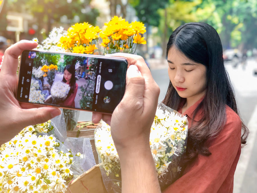 Không khó để bắt gặp cảnh tượng những đám bạn trẻ rủ nhau xuống phố “check-in” cùng loài hoa quốc dân này.
