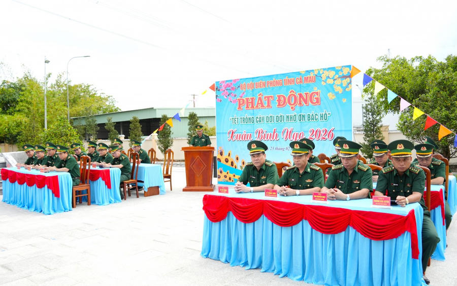 Ban Chỉ huy BĐBP tỉnh Cà Mau tham dự lễ phát động Tết trồng cây Xuân Bính Ngọ 2026.