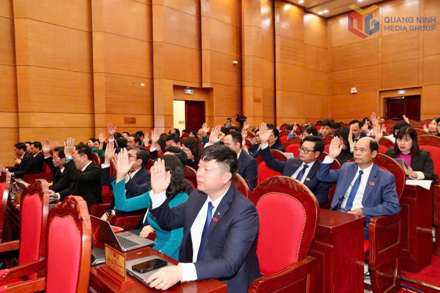 Các đại biểu biểu quyết thông qua các nghị quyết quan trọng tại kỳ họp.