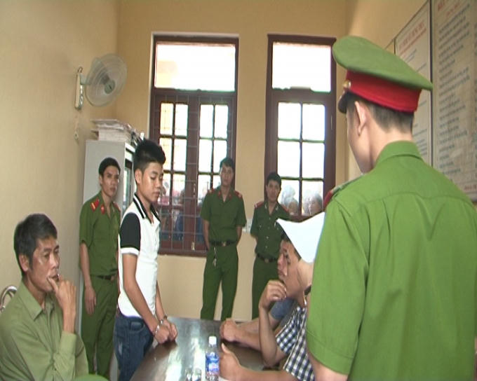 Đinh Mạnh Cường tại cơ quan Công an uyện Minh Hóa.