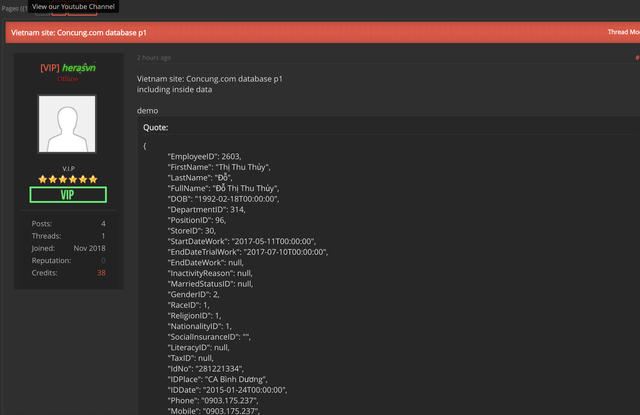 Hacker tung lên mạng thông tin của khách hàng concung.com