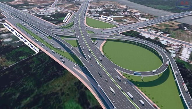 Phối cảnh nút giao Gò Công trên đường Vành đai 3 TP HCM. Ảnh: Sở Xây dựng TP HCM