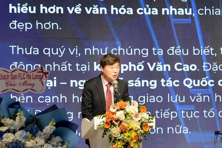 Đại diện cộng đồng người Hàn Quốc tại Hải Phòng, ông Jang Bog Hyun phát biểu tại sự kiện.