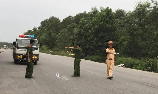 Hiện trường nơi chiến sĩ Vĩ Duy Khánh bị tông.