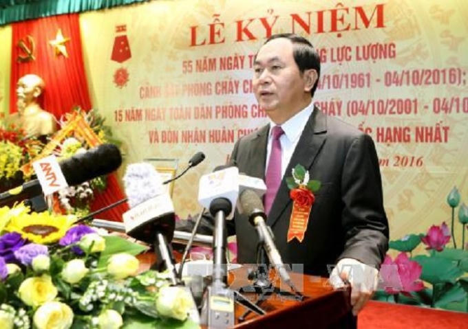 Chủ tịch nước Trần Đại Quang phát biểu tại buổi lễ. Ảnh: Nhan Sáng/TTXVN.