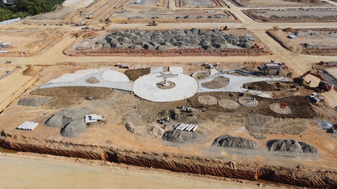 Hệ thống công viên cảnh quan đang hoàn thiện từng phần tại dự án TNR Stars Bỉm Sơn hình ảnh cập nhật ngày 02/12/2021.