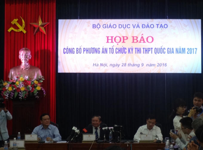 Chiều ngày 28/9, Bộ GD&amp;ĐT chính thức công bố phương án tổ chức  thi THPT quốc gia 2017. Ảnh: Nguyễn Hồng.