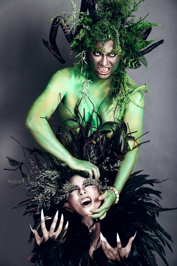 cho đến quá trình thực hiện cho ra sản phẩm đòi hỏi nhiều công đoạn chuẩn bị, nghiên cứu và thực hiện để làm sao tạo ra được phần hoá trang độc đáo và đáng sợ.