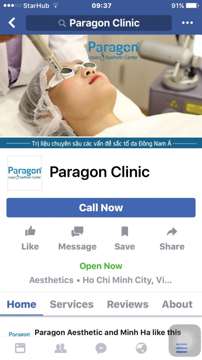 Đoạn quảng cáo trên mạng xã hội sử dụng tên cơ sở được cho là gây nhầm lẫn với PPP Laser Clinic.