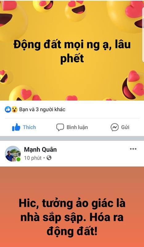 Chia sẻ trên mạng xã hội Facebook của một vài người dân.