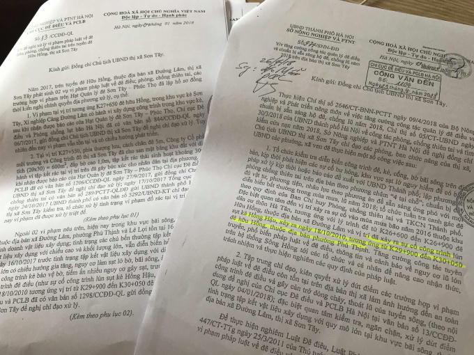 Hàng loạt văn bản lực lượng chức năng đề nghị Chủ tịch Thị xã Sơn Tây vào cuộc xử lý trong vô vọng