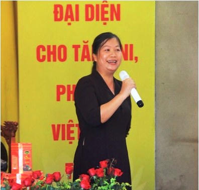 Chị Vũ Quỳnh Anh, Phó Ban Tổ chức khóa tu mùa hè 2017, đang công tác tại Trường THCS Thị trấn Kẻ Sặt.