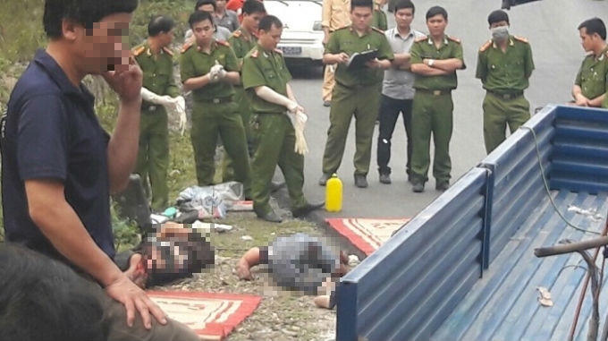 Hiện trường vụ tai nạn giao thông, hai người tử vong ngay tại chỗ.