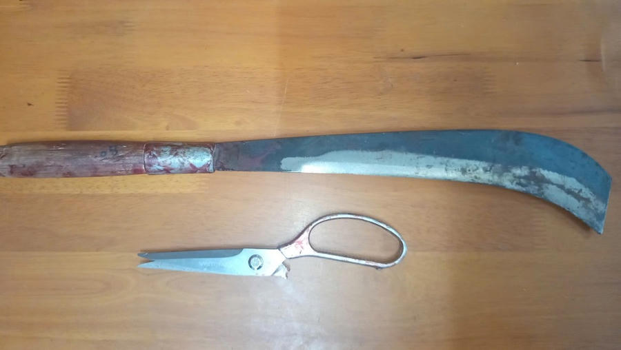 Hung khí 2 người đàn ông sử dụng gây thương tích - Ảnh Công an Quảng Trị.