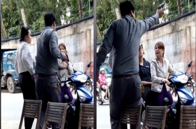 Người đàn ông nổ súng đe dọa người phụ nữ đến đòi nợ.