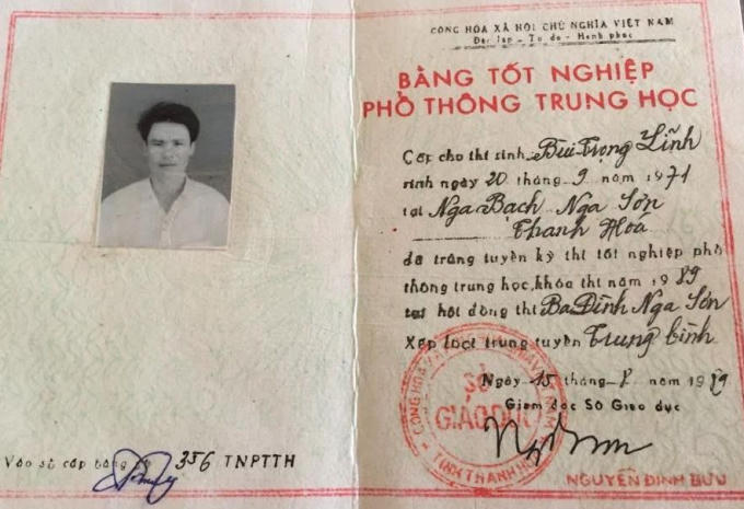 Bằng cấp 3 của ông Lĩnh có số hiệu 356 – TNPTTH, tuy nhiên kiểm tra dữ liệu Sở GD-ĐT lại được cấp cho thí sinh Mai Thị Khuyên