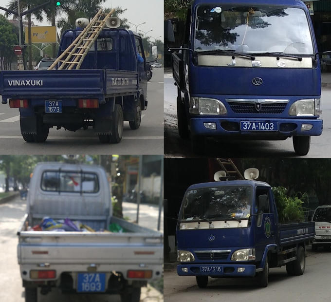 Những chiếc xe làm nhiệm vụ giữ gìn trật tự đô thị được gắn biển số xanh dù đã hết hạn kiểm định nhưng vẫn vô tư lưu thông trên các tuyến đường TP Vinh.