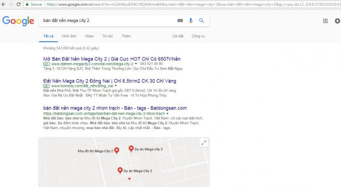 Dự án Mega City 2 được rao bán rầm rộ trên internet.