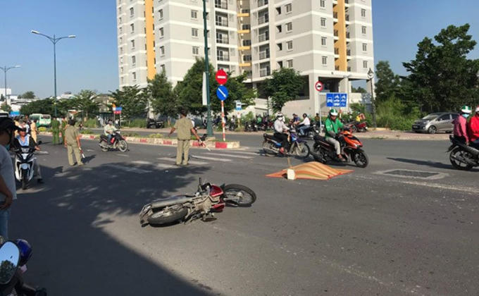Hiện trường vụ tai nạn khiến ông Minh tử vong tại chỗ - Ảnh: Nam Phong