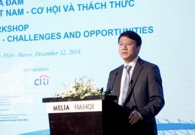 &Ocirc;ng H&agrave; Hải&nbsp;An &ndash; Ph&oacute; Vụ trưởng Vụ Hợp t&aacute;c quốc tế, NHNN ph&aacute;t biểu tại Tọa đ&agrave;m