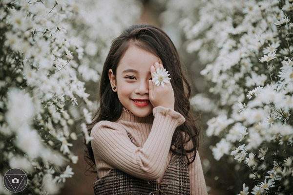Cô bé xinh xắn chẳng kém gì những đóa cúc họa mi.