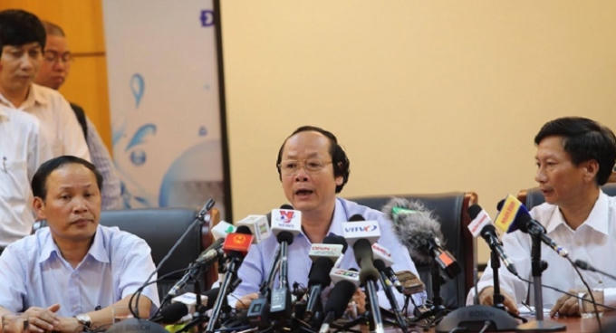 Thứ trưởng Bộ Tài nguyên và Môi trường Võ Tuấn Nhân chủ trì họp báo.