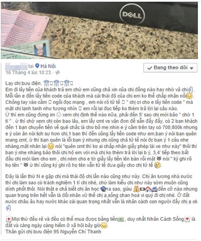 Dòng chia sẻ trên trang cá nhân của G.H.