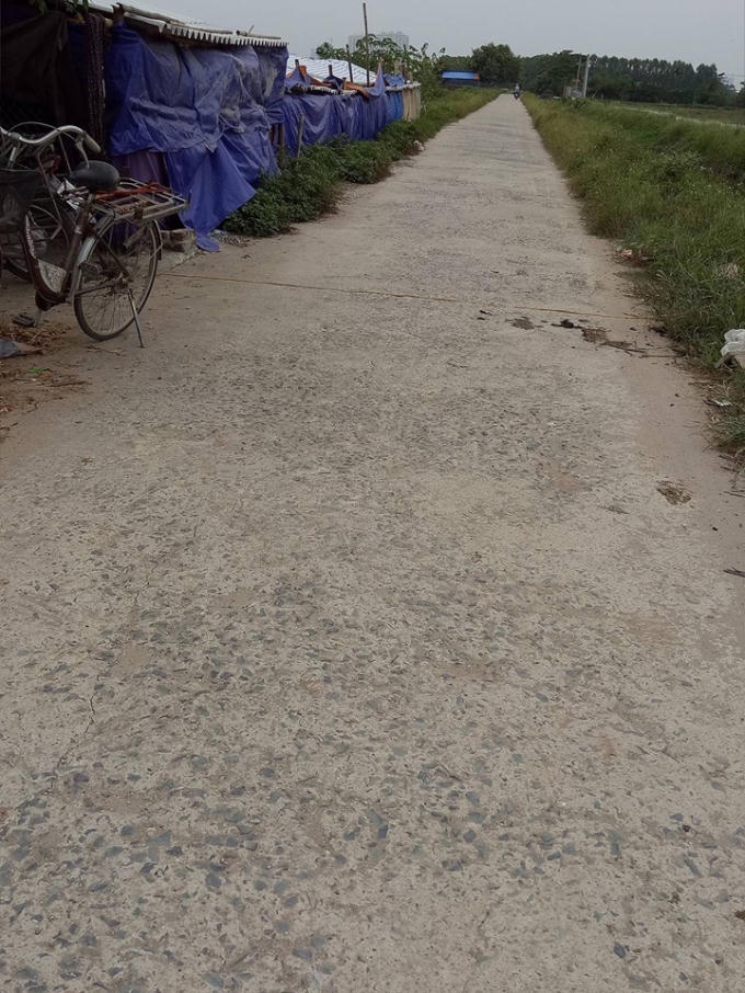 Mặt đường bê tông rất nhiều đá.