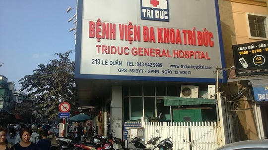 Bệnh viện Đa khoa Trí Đức - nơi xảy ra sự cố 2 bệnh nhân tử vong sau gây mê. (Ảnh báo Người lao động)
