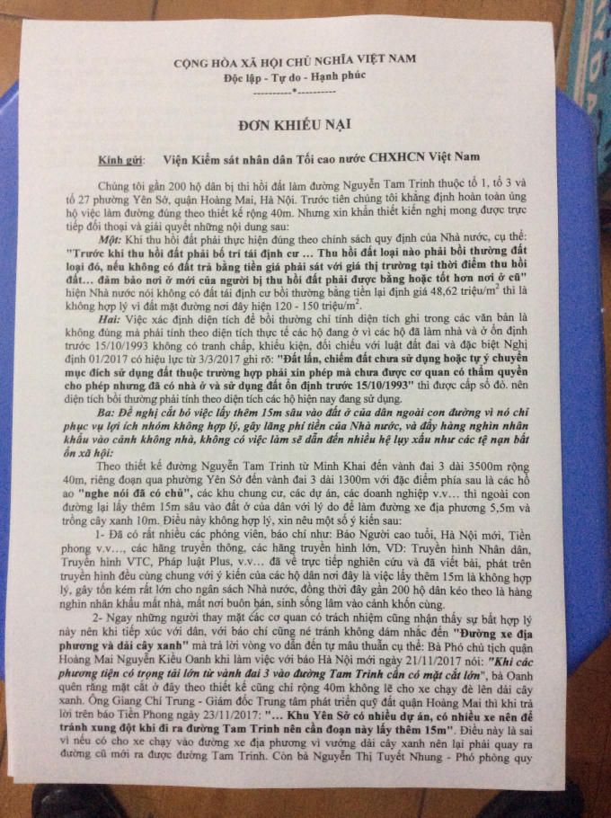Kỳ 2 - Lùm xùm GPMB đường Tam Trinh: Quận Hoàng Mai trả lời ra sao