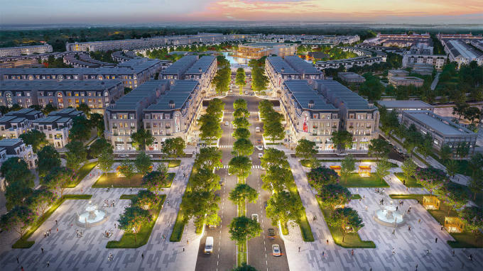 Phối cảnh tổng quan khu vực Shophouse tại dự án Hinode Royal Park