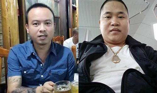 Hai nghi phạm chính của vụ án là Trần Hùng Dũng (áo xanh) và Đặng Văn Đại đến cơ quan điều tra đầu thú sau đó.