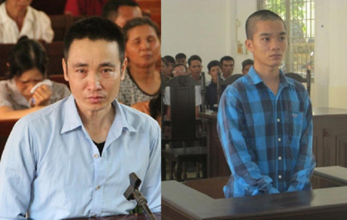 Bị cáo Nguyễn Văn Tân (trái) và Nguyễn Thanh Nhựt.