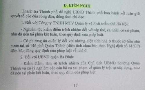 Vụ 146 Quán Thánh: Quận Ba Đình có