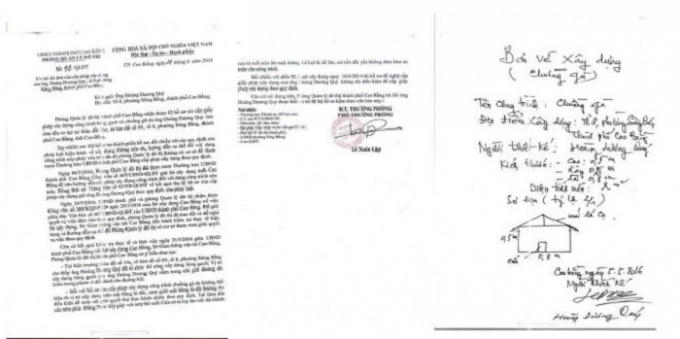 Công văn của Phòng QLĐT TP Cao Bằng từ chối cấp phép xây dựng chuồng gà cho ông Uyên và bản vẽ xây dựng... chuồng gà.