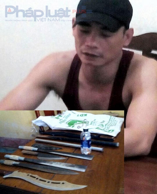 Đối tượng Lê Quang Thân tại cơ quan điều tra. (Ảnh: Nguyệt Sinh)