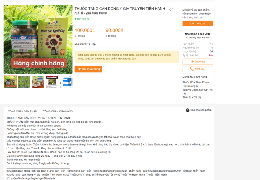 Quảng cáo, rao bán thuốc Đông y giả lên mạng xã hội - Ảnh Công an Hà Tĩnh.