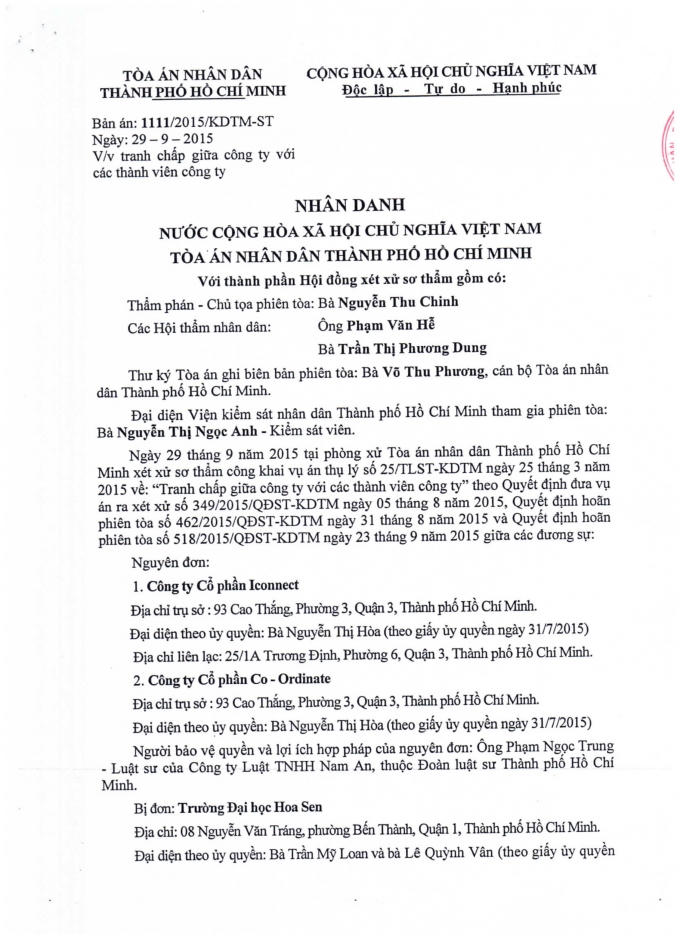 Cổ đông đưa Đại học Hoa Sen ra tòa đòi cổ tức